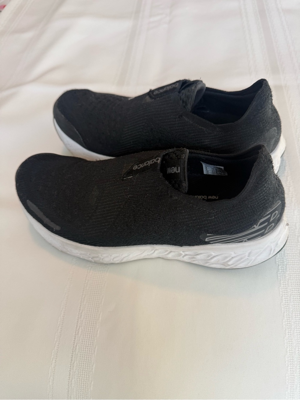 New Balance Black Slip-On Knit Athletic Shoes with White Sole